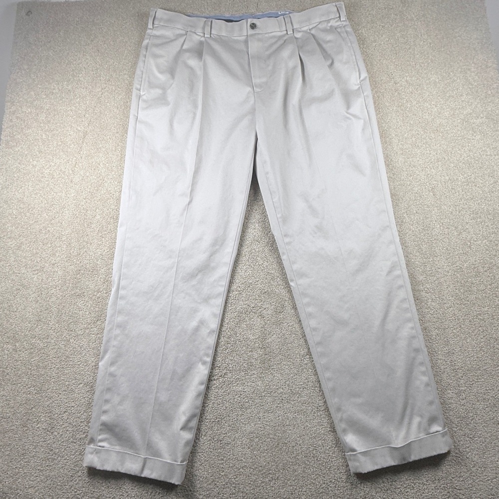 Brooks Brothers Chino Pants Mens 40x32 Tan Excellent Elliot Pleated Cuffed Khaki